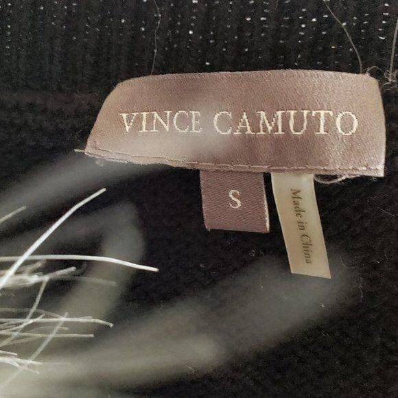 Women's Faux Fur Vest Black and White Sweater Cardigan Vince Camuto Small NWOT - Picture 8 of 9